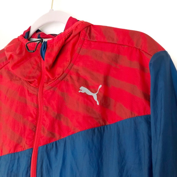 🌵Puma (L) Blue Red Running Windbreaker Jacket - Picture 4 of 8